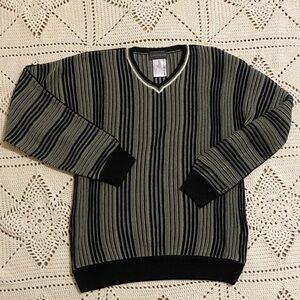 Carlo Colucci Grey Charcoal White Striped Sweater Size L (52)
